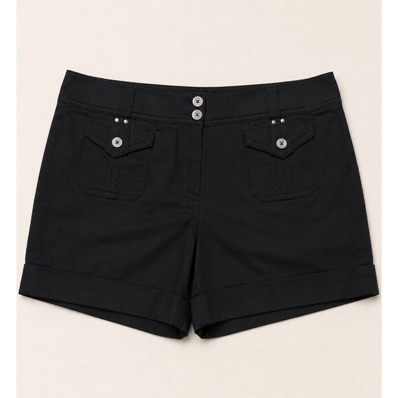 White House Black Market Pants - White House Black Market Black Utility Cuffed Shorts Size 12 Cargo Pockets